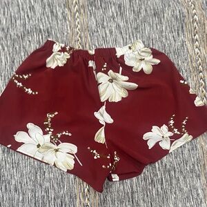 SHEIN Maroon Floral High Waist Shorts